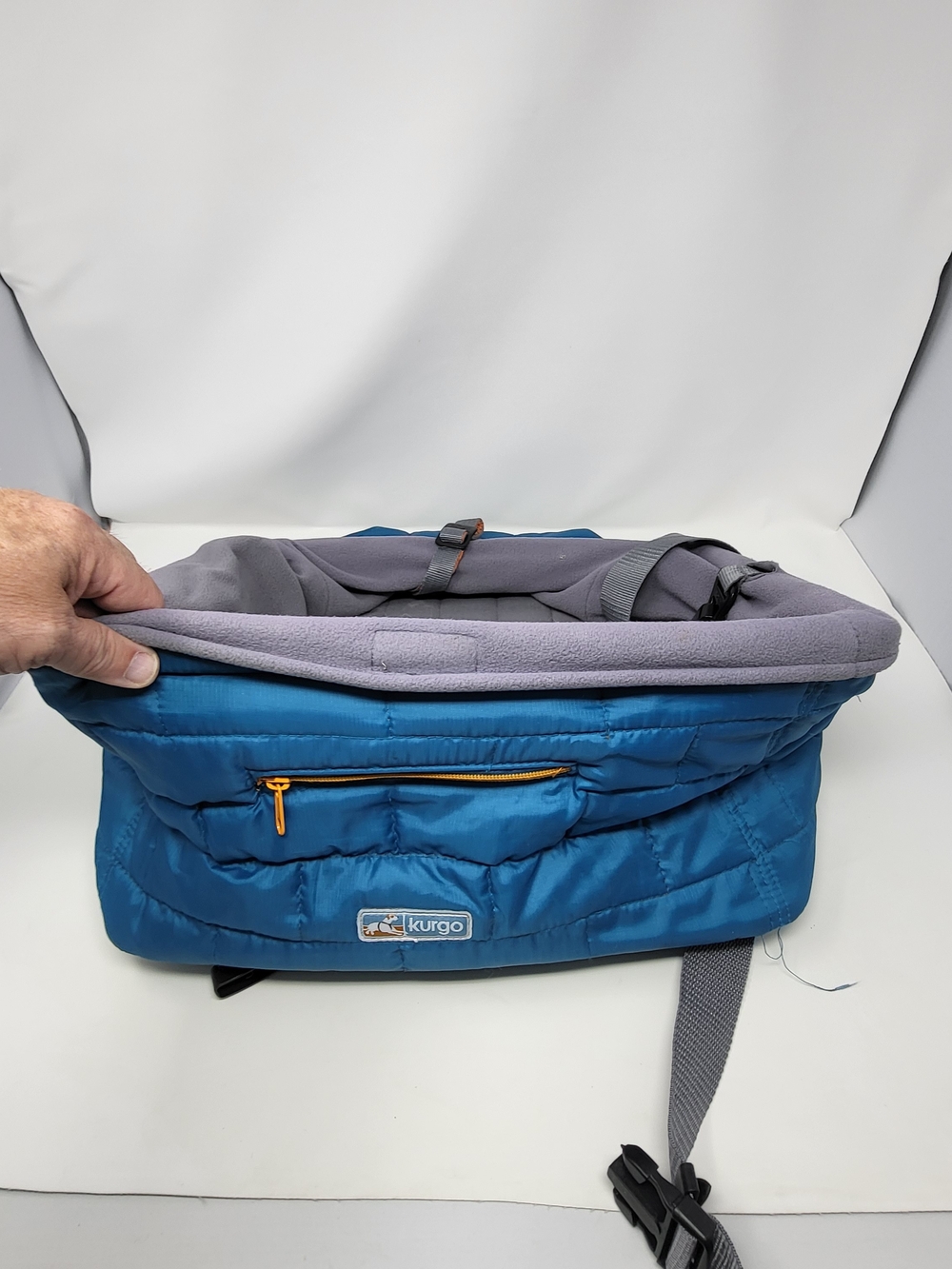 Kurgo Teal Blue Dog Travel Booster Seat with Gray Interior